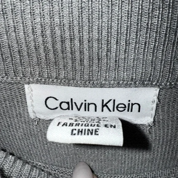Calvin Klein Gray Mock Neck Button Shoulder Sweater XL - Picture 3 of 4